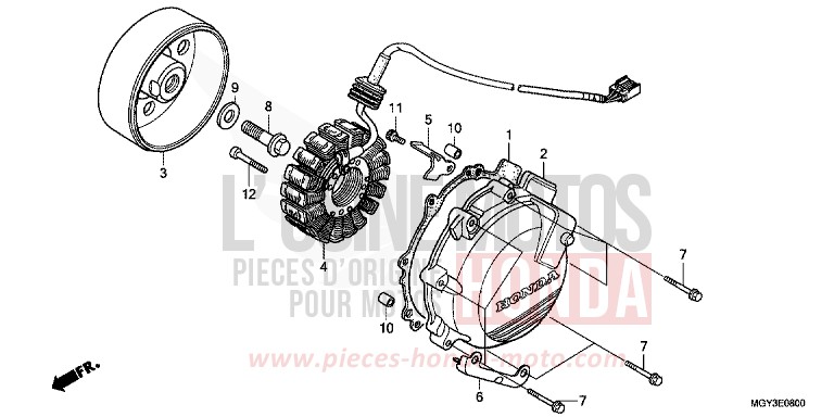 GENERATRICE de VFR800X "Crossrunner" MAT BULLET SILVER (NH389) 2013
